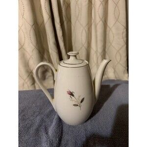Vintage White Porcelain Floral Teapot with Lid – Gold Marked